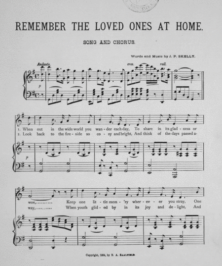 Remember the Loved Ones at Home. Popular Song and Chorus