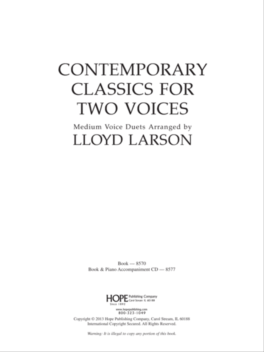 Contemporary Classics for Two Voices image number null