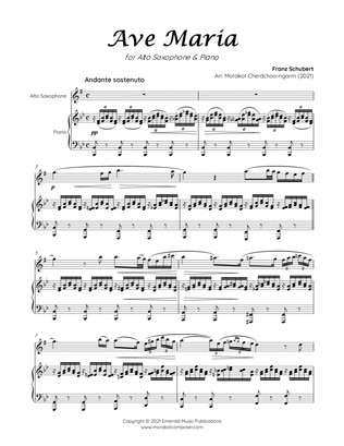 Book cover for AVE MARIA SCHUBERT for Alto Saxophone & Piano