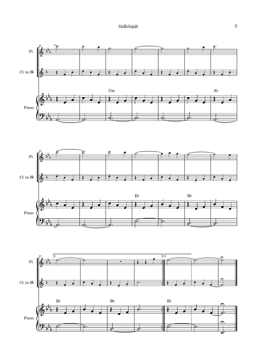 Hallelujah Woodwind Duet scores gallery preview page 3