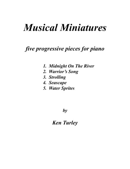 Musical Miniatures 5 progressive pieces for piano Title Page and Performance Notes image number null