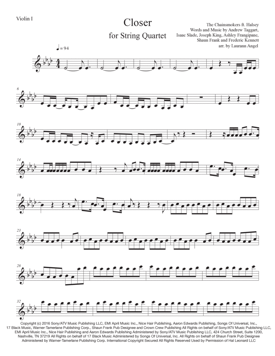 Closer Closer String Quartet scores gallery preview page 1