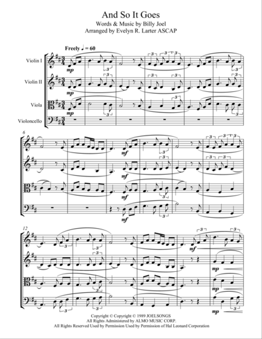 And So It Goes A Cappella scores gallery preview page 1
