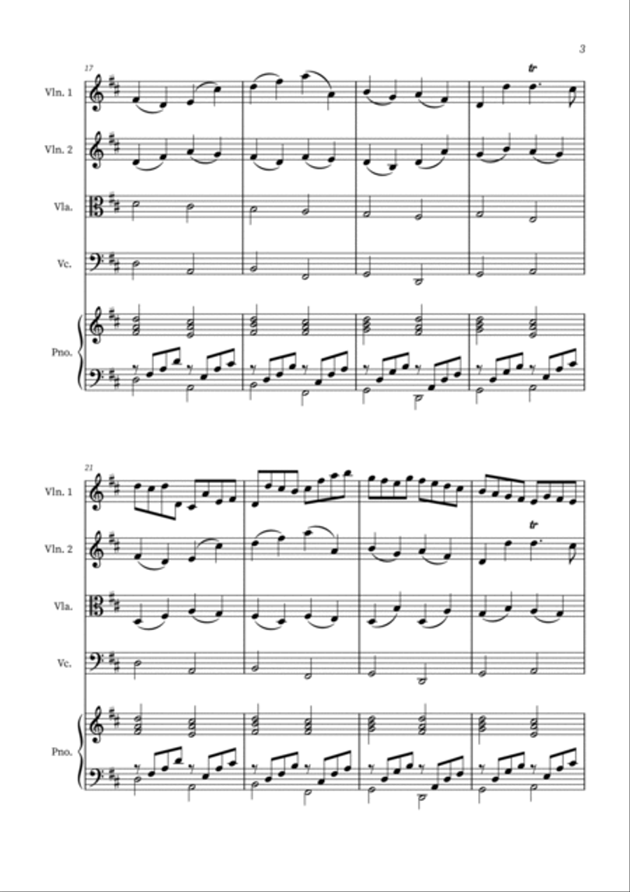 Canon in D - String Quartet and Piano String Quartet scores gallery preview page 3