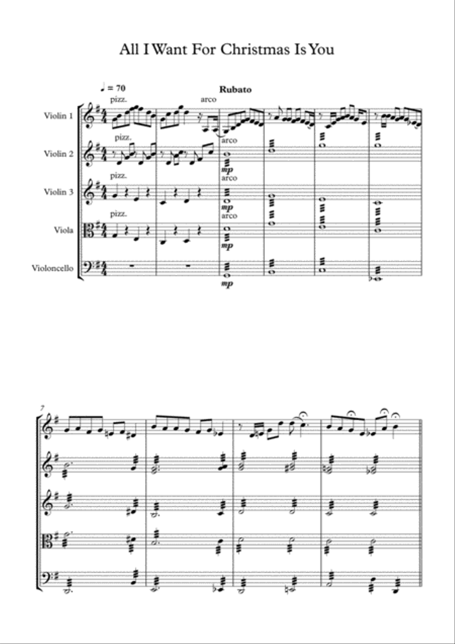 All I Want For Christmas Is You String Quartet scores gallery preview page 1
