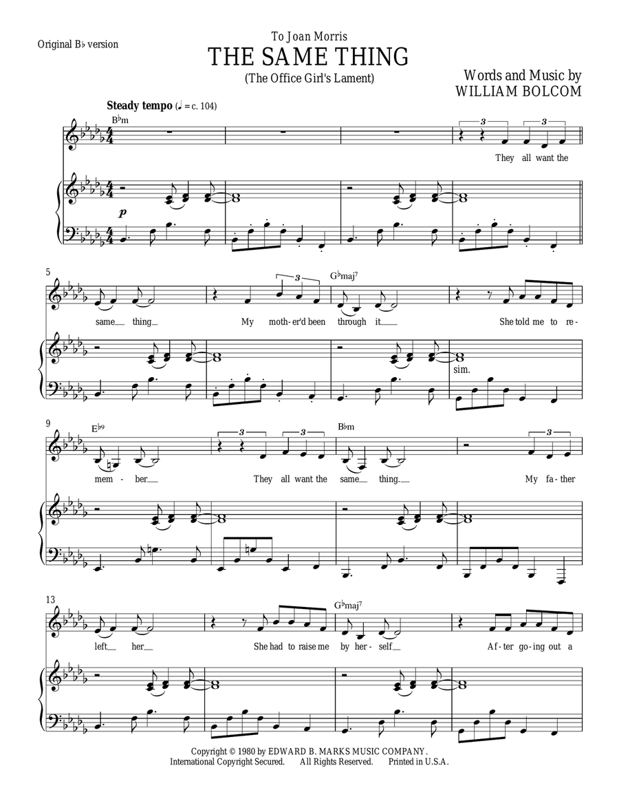 The Same Thing (The Office Girl's Lament) Piano, Vocal scores gallery preview page 1