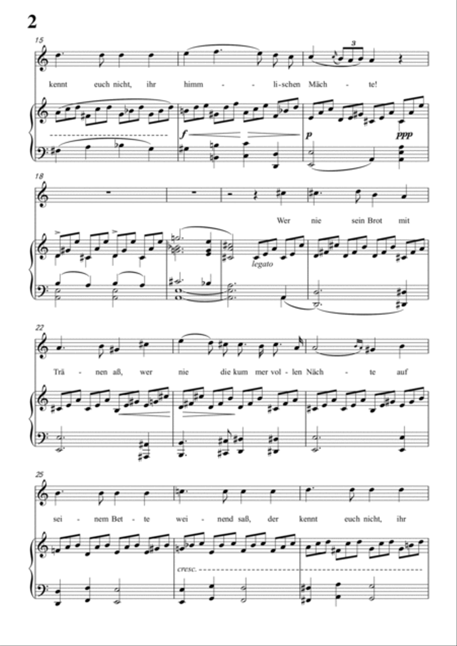 Schubert-Gesänge des Harfners,Op.12 No.2 in a minor,for Vocal and Piano Voice scores gallery preview page 3