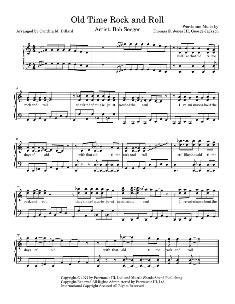 Old Time Rock & Roll Piano Solo scores gallery preview page 1