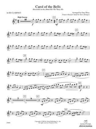Carol of the Bells: 1st B-flat Clarinet