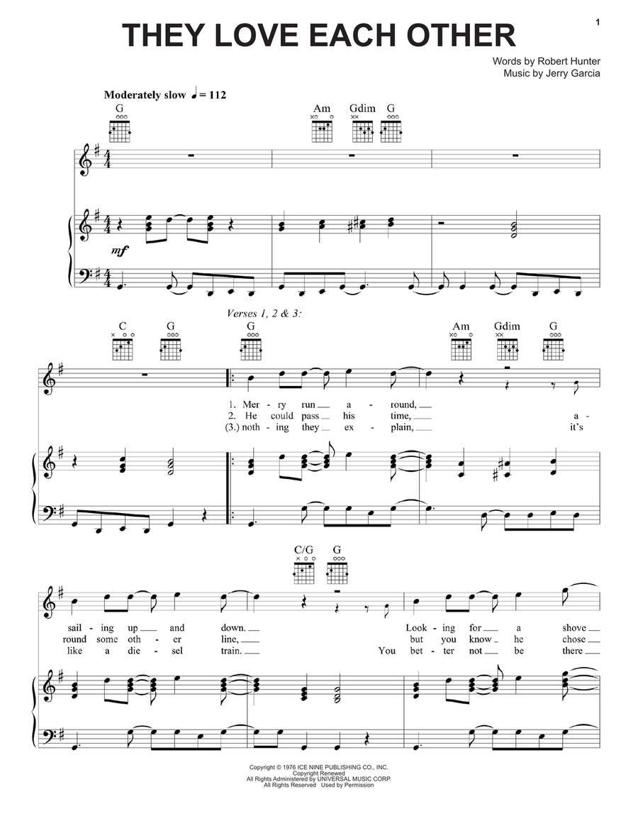 They Love Each Other Piano, Vocal, Guitar scores gallery preview page 1