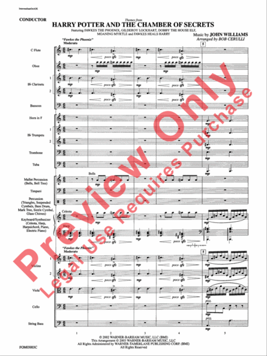 Harry Potter and the Chamber of Secrets, Themes from Full Orchestra scores gallery preview page 3