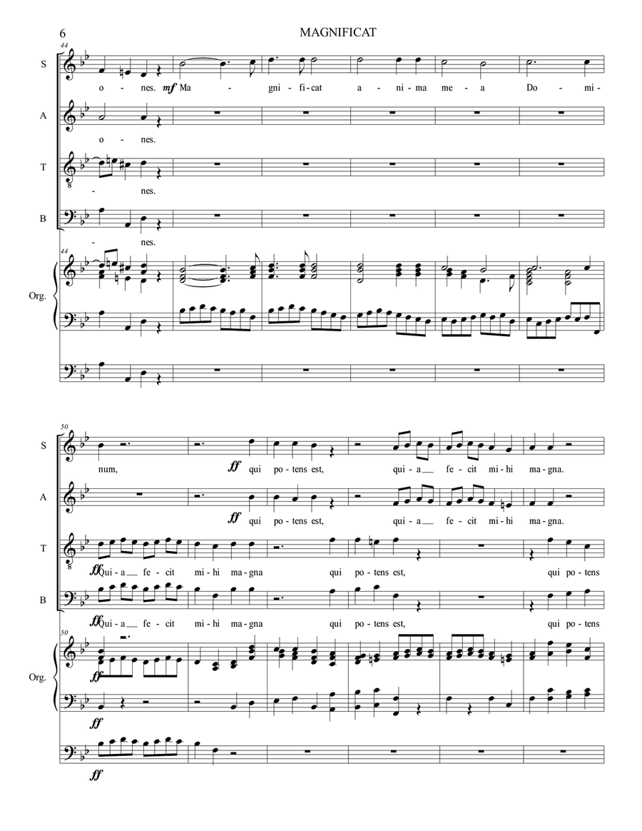 MAGNIFICAT - F. Durante - For SATB Choir and Organ - With parts image number null