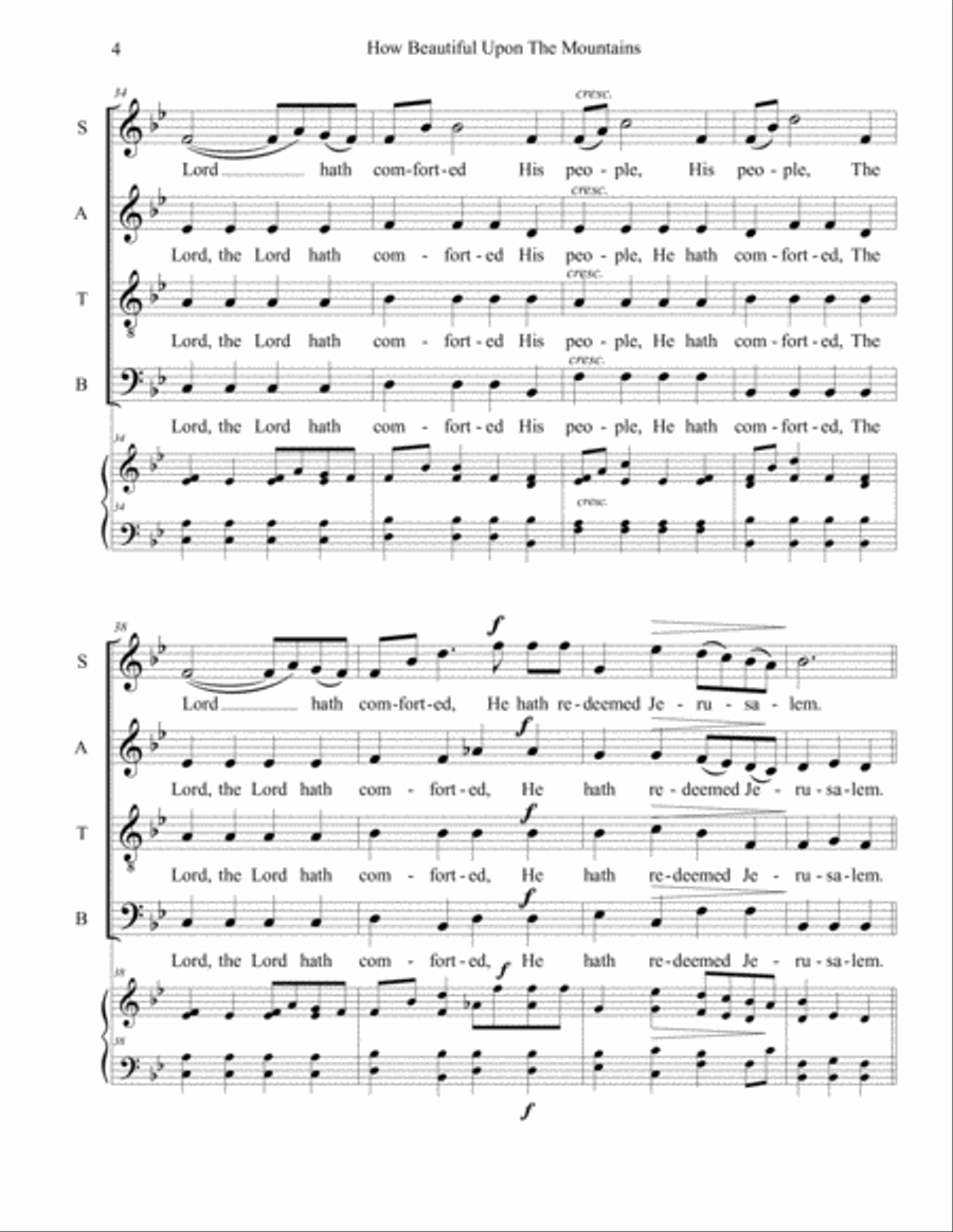 How Beautiful Upon The Mountains 4-Part scores gallery preview page 4