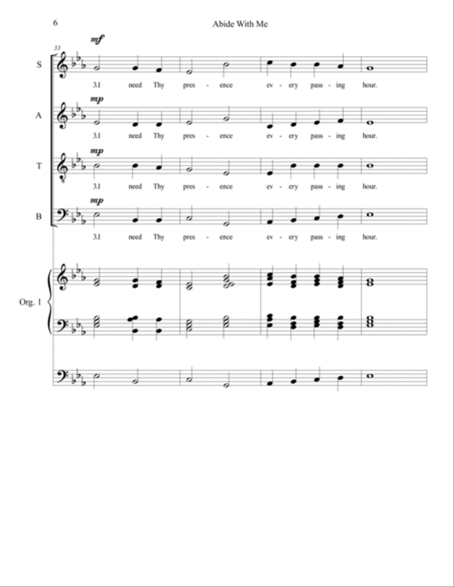 Abide With Me (SATB + Descant, with Organ) 4-Part scores gallery preview page 6