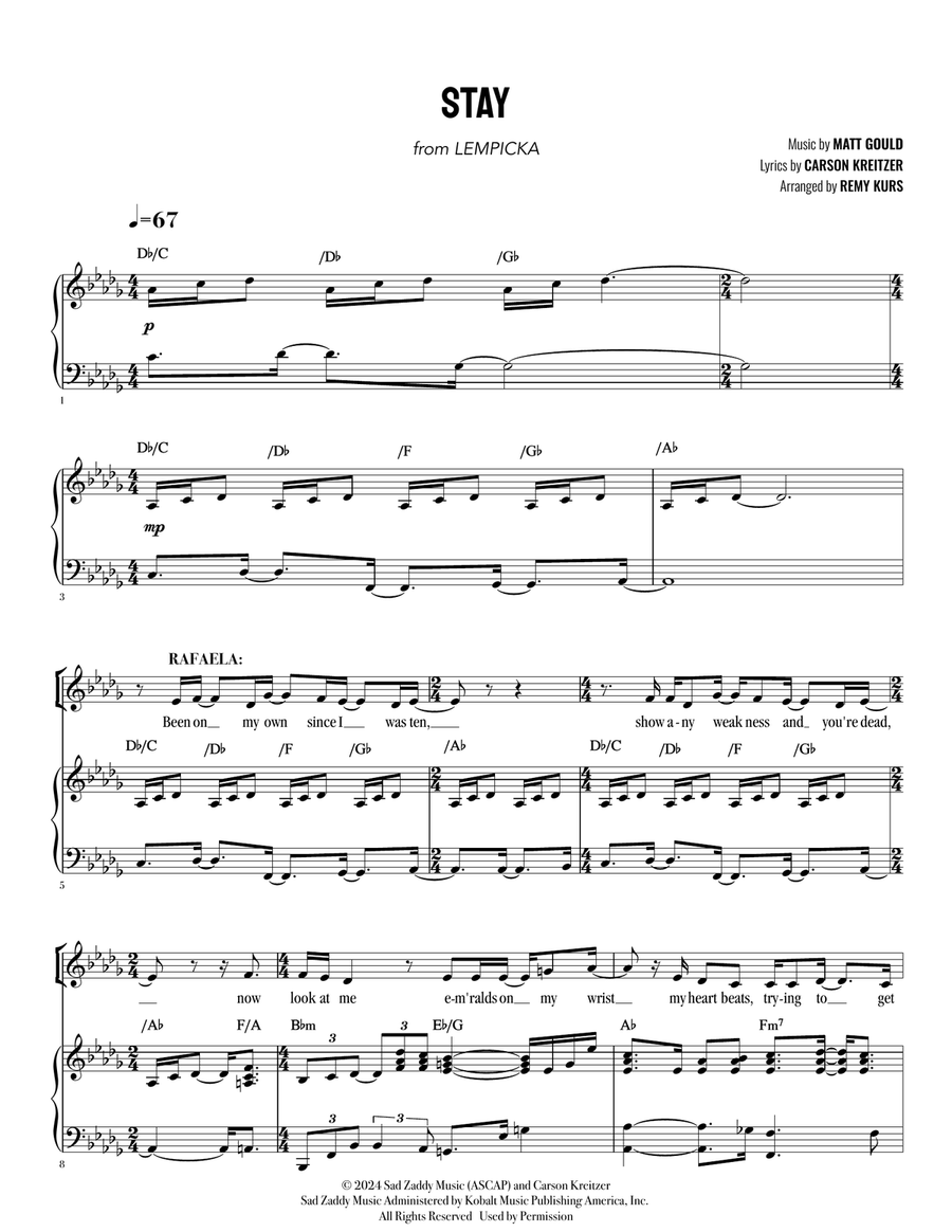 Stay - LEMPICKA Voice scores gallery preview page 1
