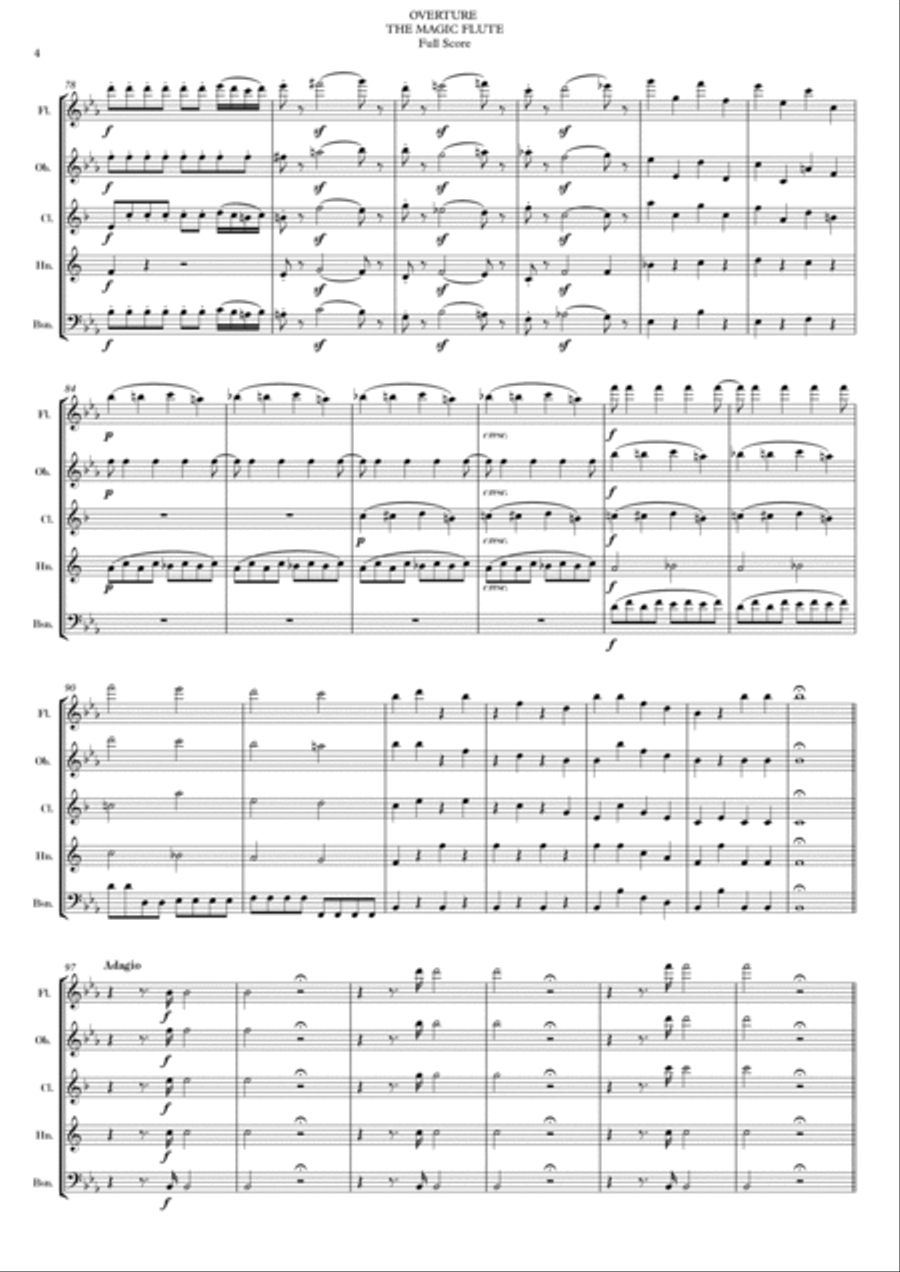 OVERTURE THE MAGIC FLUTE (DIE ZAUBERFLÖTE) W. A. MOZART Woodwind Quintet scores gallery preview page 6