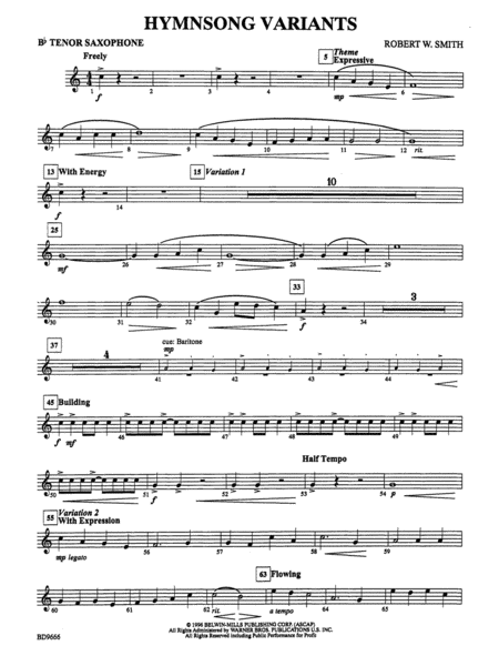 Hymnsong Variants: B-flat Tenor Saxophone