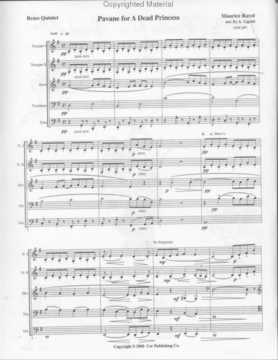 Pavanne for a Dead Princess (Albert Ligotti) Brass Quintet scores gallery preview page 2