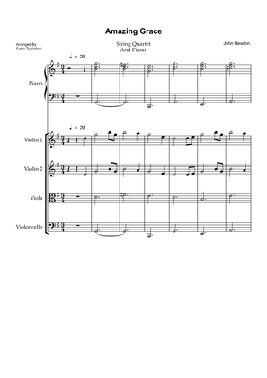 Amazing Grace String Quartet And Piano.Full Score and Individual Parts