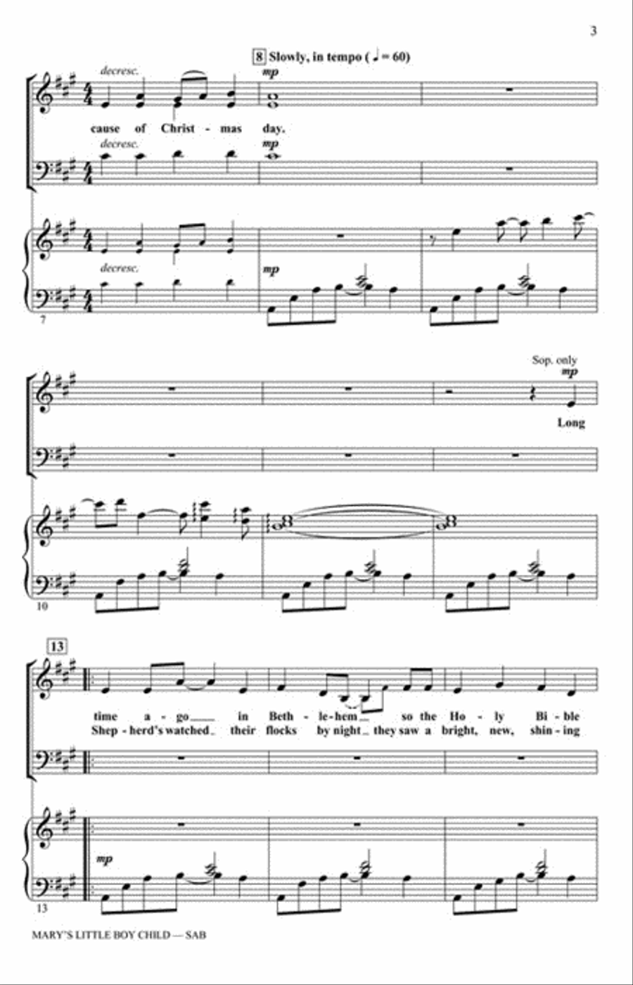 Mary's Little Boy Child 3-Part scores gallery preview page 3