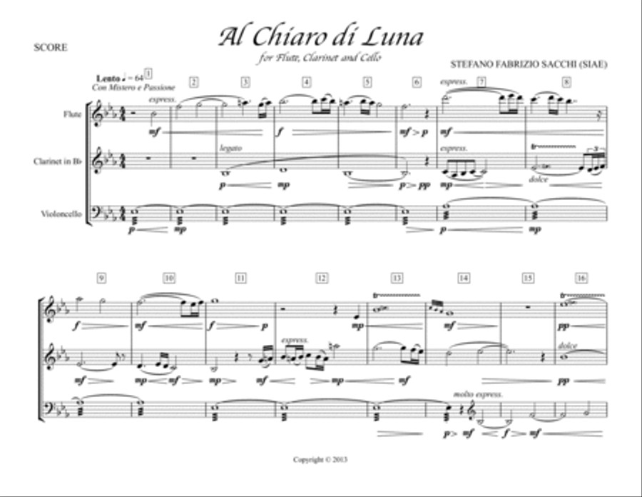 Al Chiaro di Luna (Moonlight) - Trio Small Ensemble scores gallery preview page 1