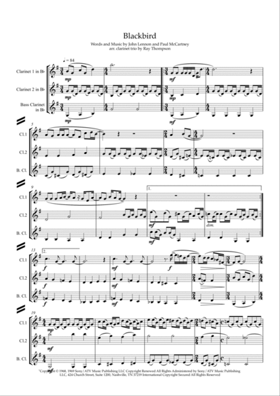 Blackbird Clarinet Trio scores gallery preview page 2