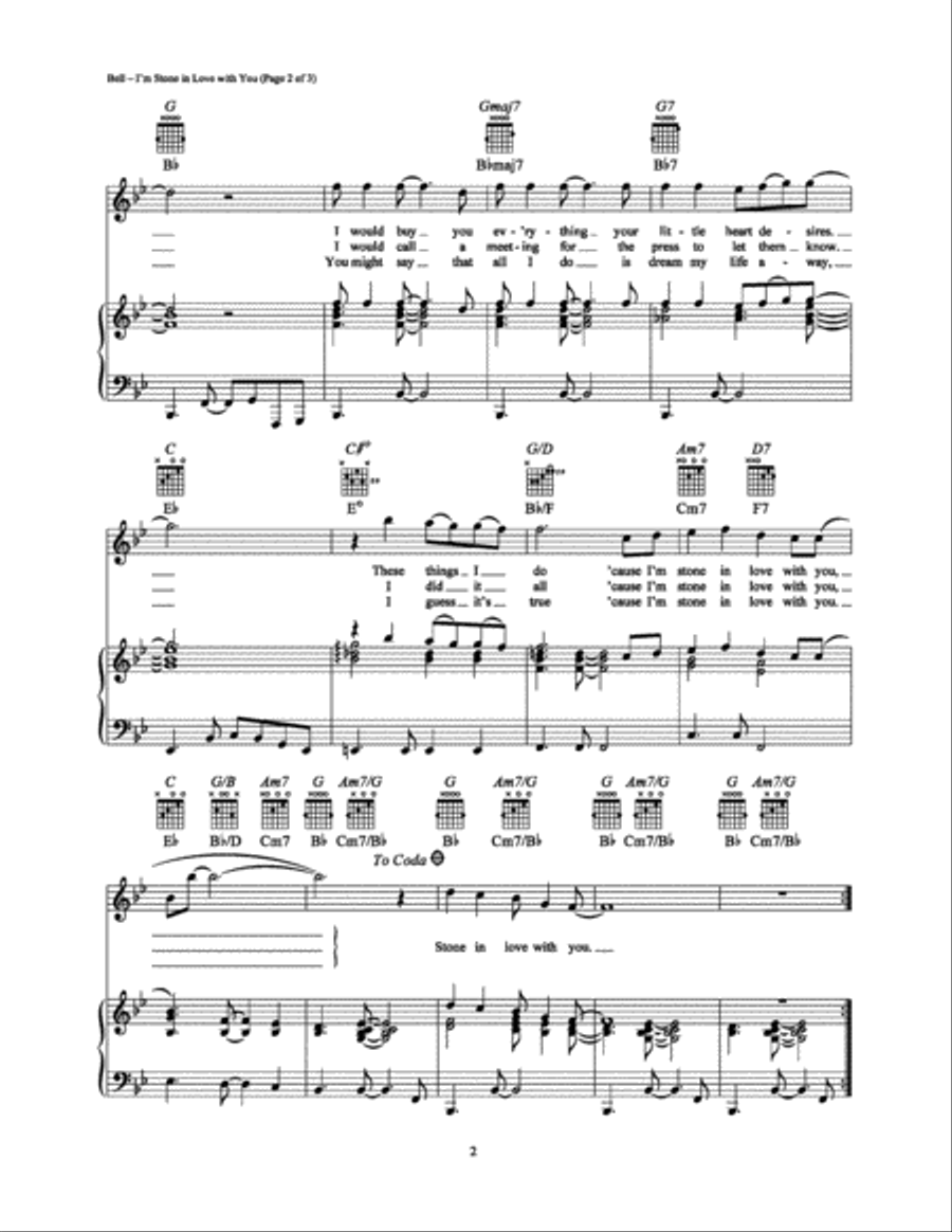 I'm Stone in Love with You Piano, Vocal, Guitar scores gallery preview page 2