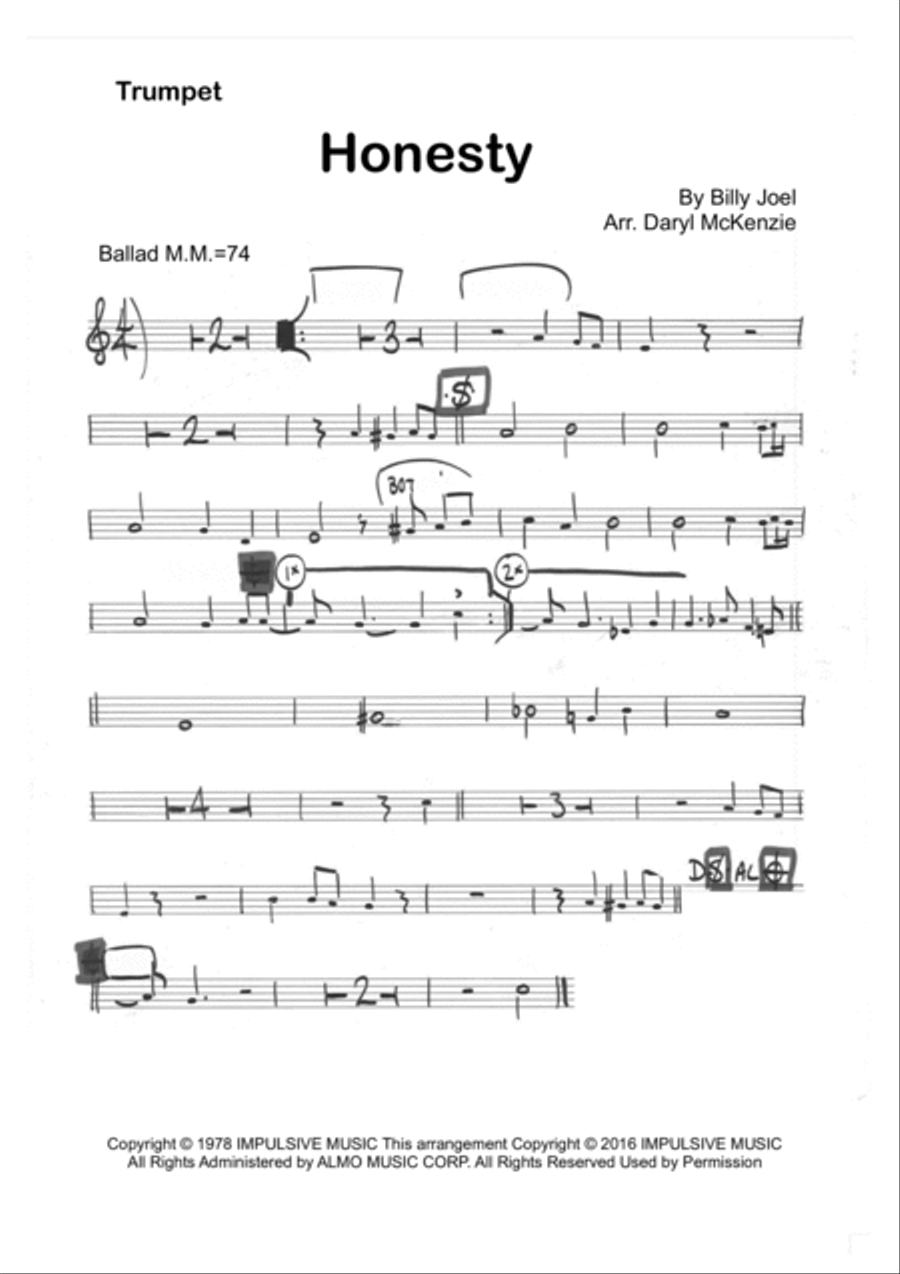 Honesty Tenor Saxophone scores gallery preview page 2