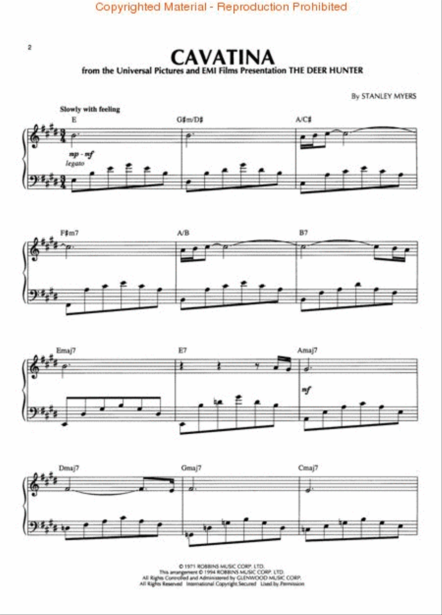 Cavatina (From The Deer Hunter) Piano Solo scores gallery preview page 2