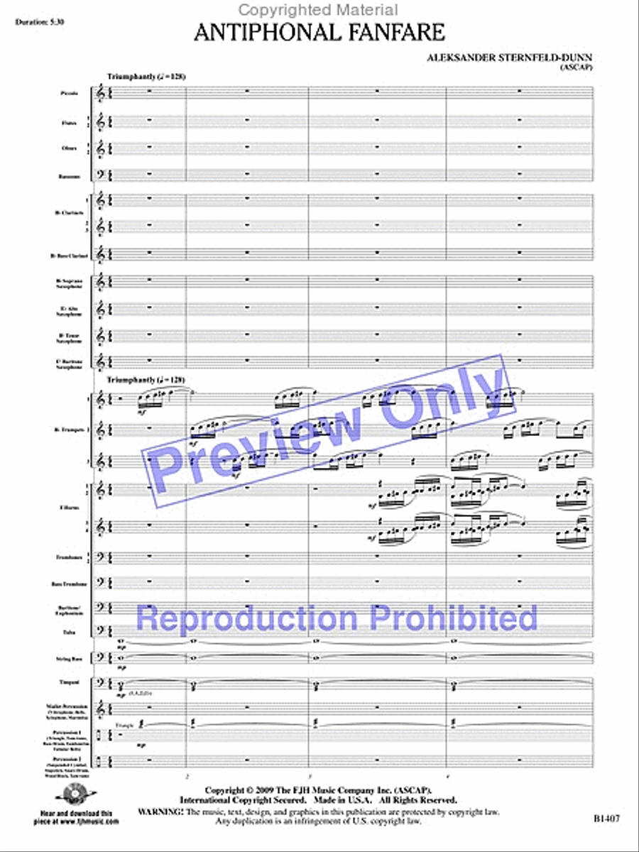 Antiphonal Fanfare Antiphonal Fanfare Concert Band scores gallery preview page 2