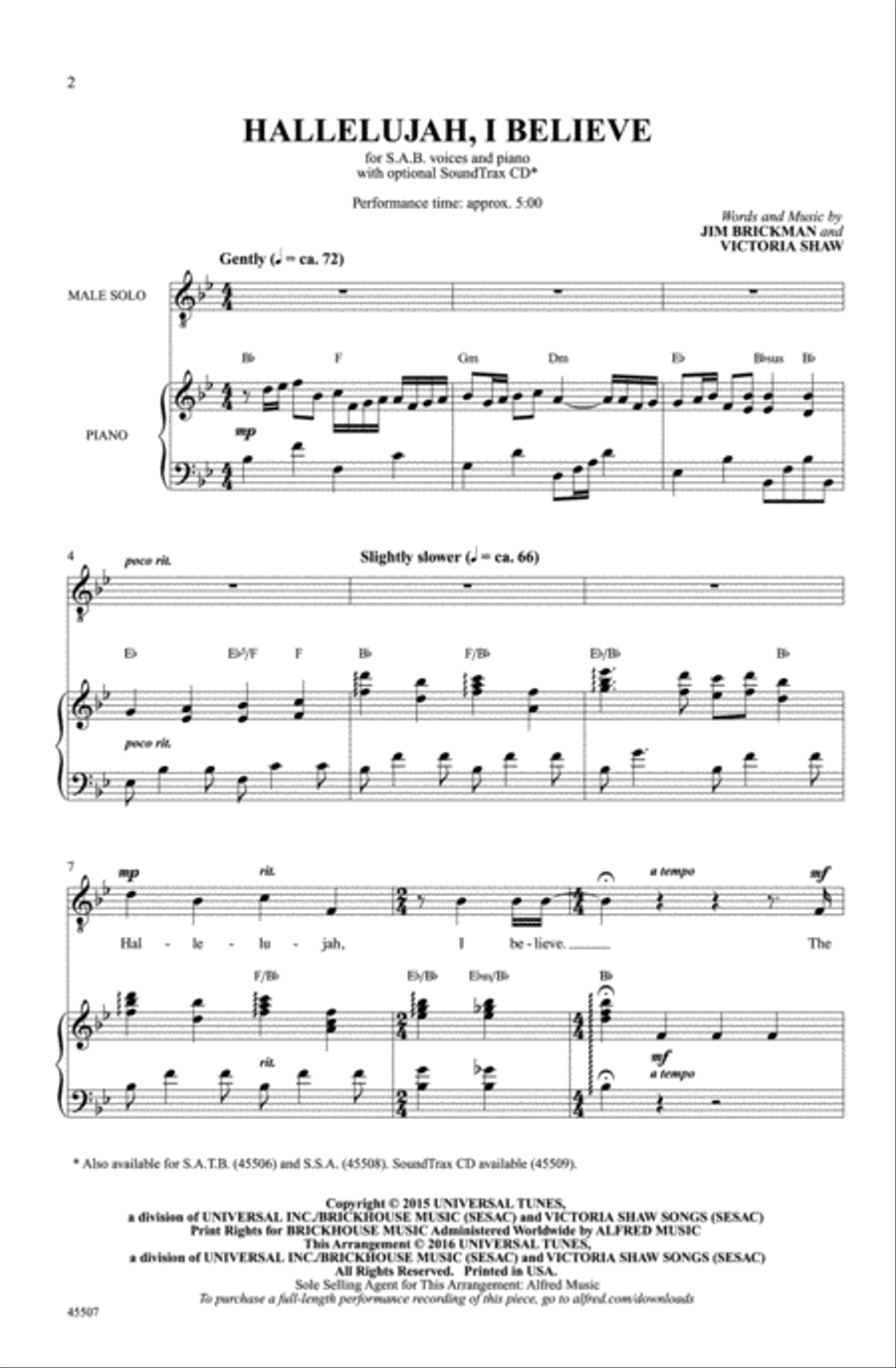 Hallelujah, I Believe Hallelujah, I Believe Choir scores gallery preview page 1