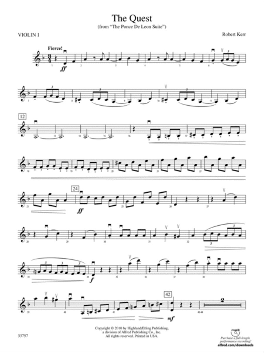 The Quest: 1st Violin Full Orchestra scores gallery preview page 1