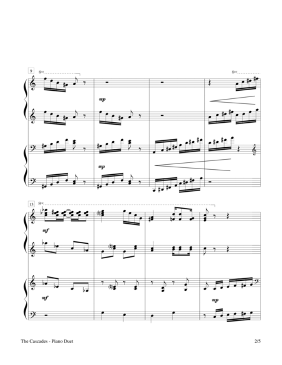 The Cascades (1 Piano, 4 Hands Duet) Piano Method scores gallery preview page 2