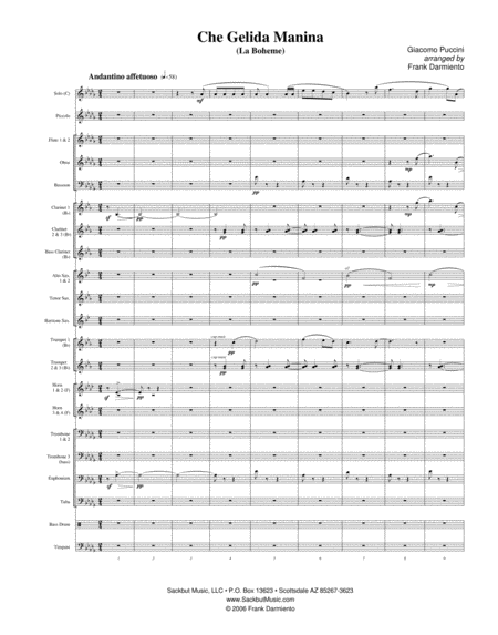 Che Gelida Manina (from La Boheme) - for concert band by Giacomo Puccini Concert Band - Digital Sheet Music