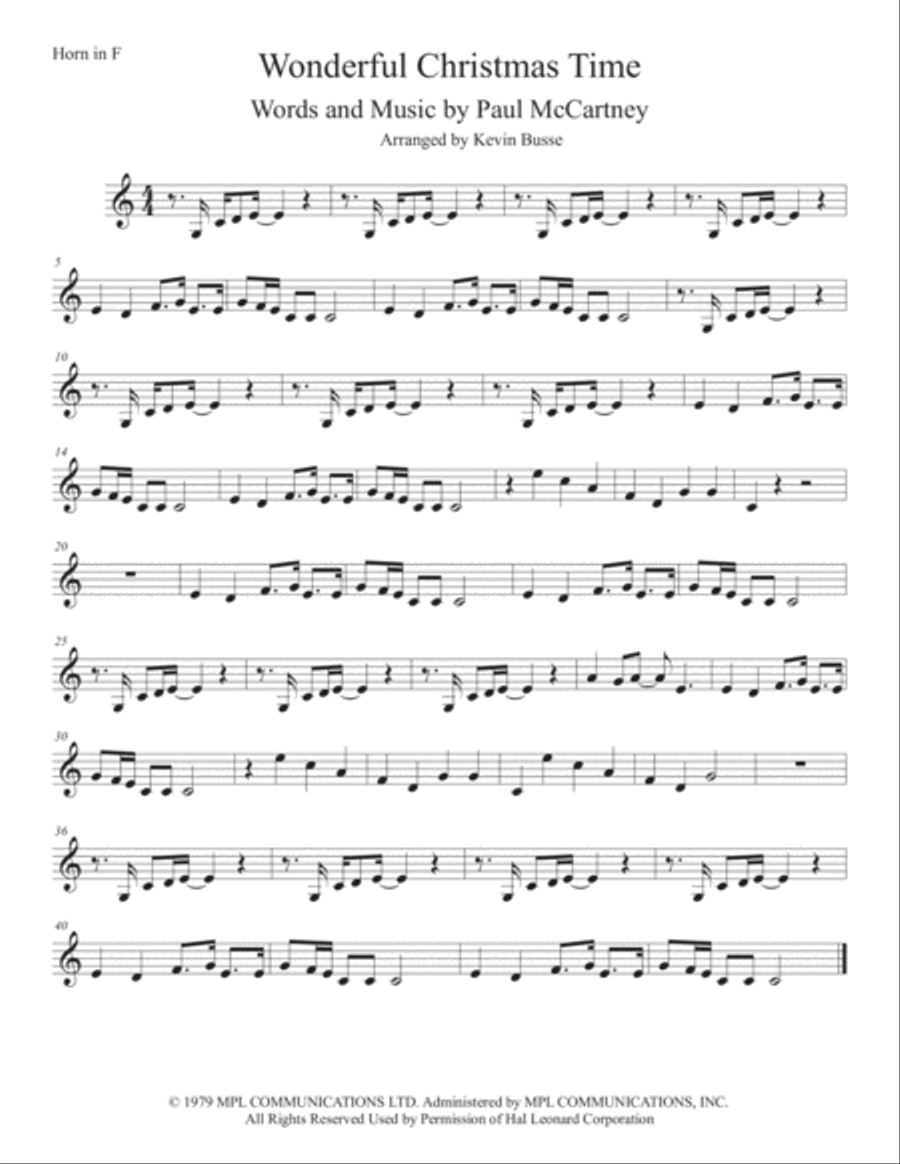 Wonderful Christmastime Wonderful Christmastime Horn Solo scores gallery preview page 1