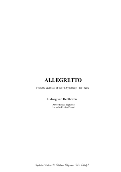 ALLEGRETTO - From the 2nd Mov. of the 7th Symphony - 1st Theme - Arr. for SATB Choir and Piano (or s image number null