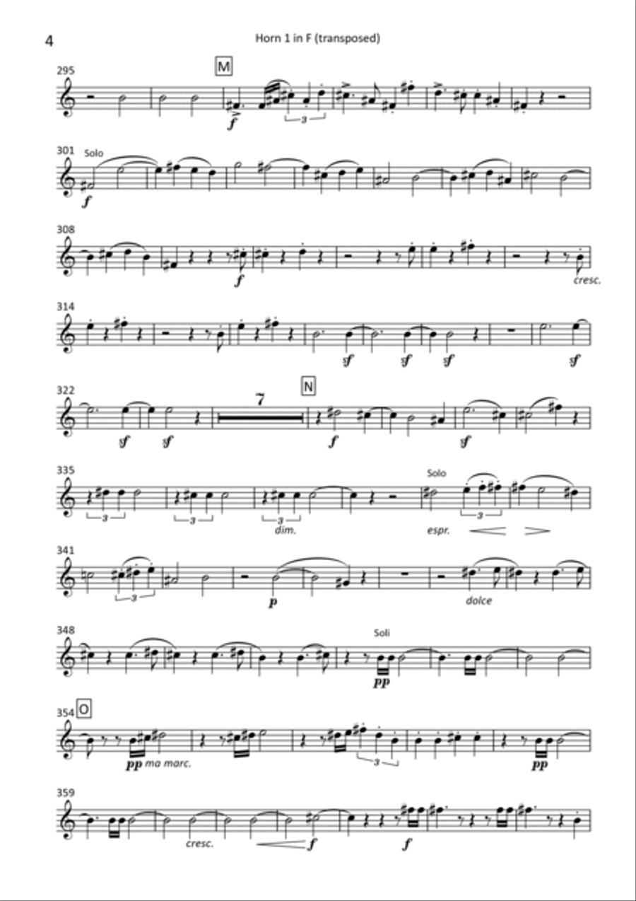 Symphony no. 4 - transposed horn parts (1-4) Horn Solo scores gallery preview page 4