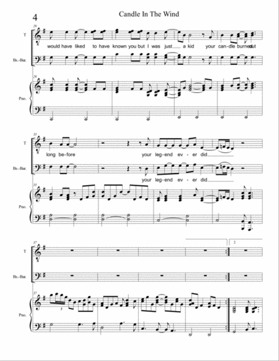 Candle In The Wind TTBB scores gallery preview page 4