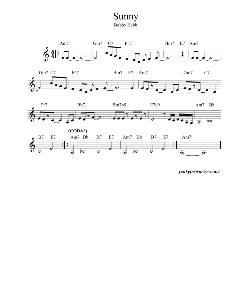 Sunny Piano Solo scores gallery preview page 1