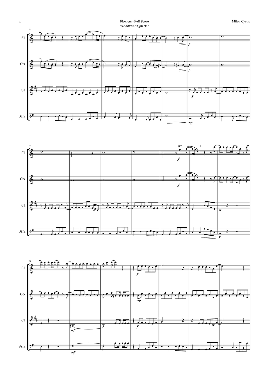 Flowers Woodwind Quartet scores gallery preview page 4