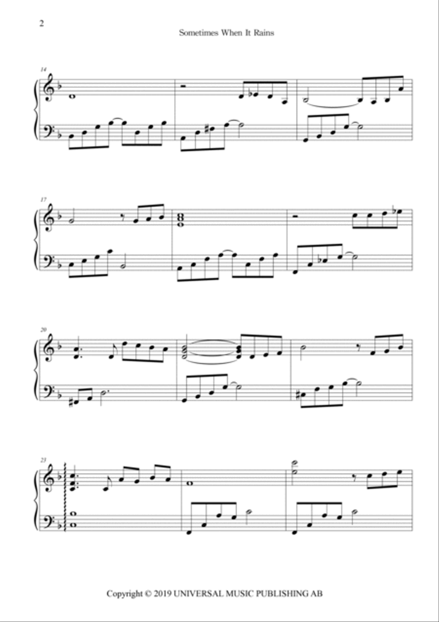 Sometimes When It Rains Piano Solo scores gallery preview page 4