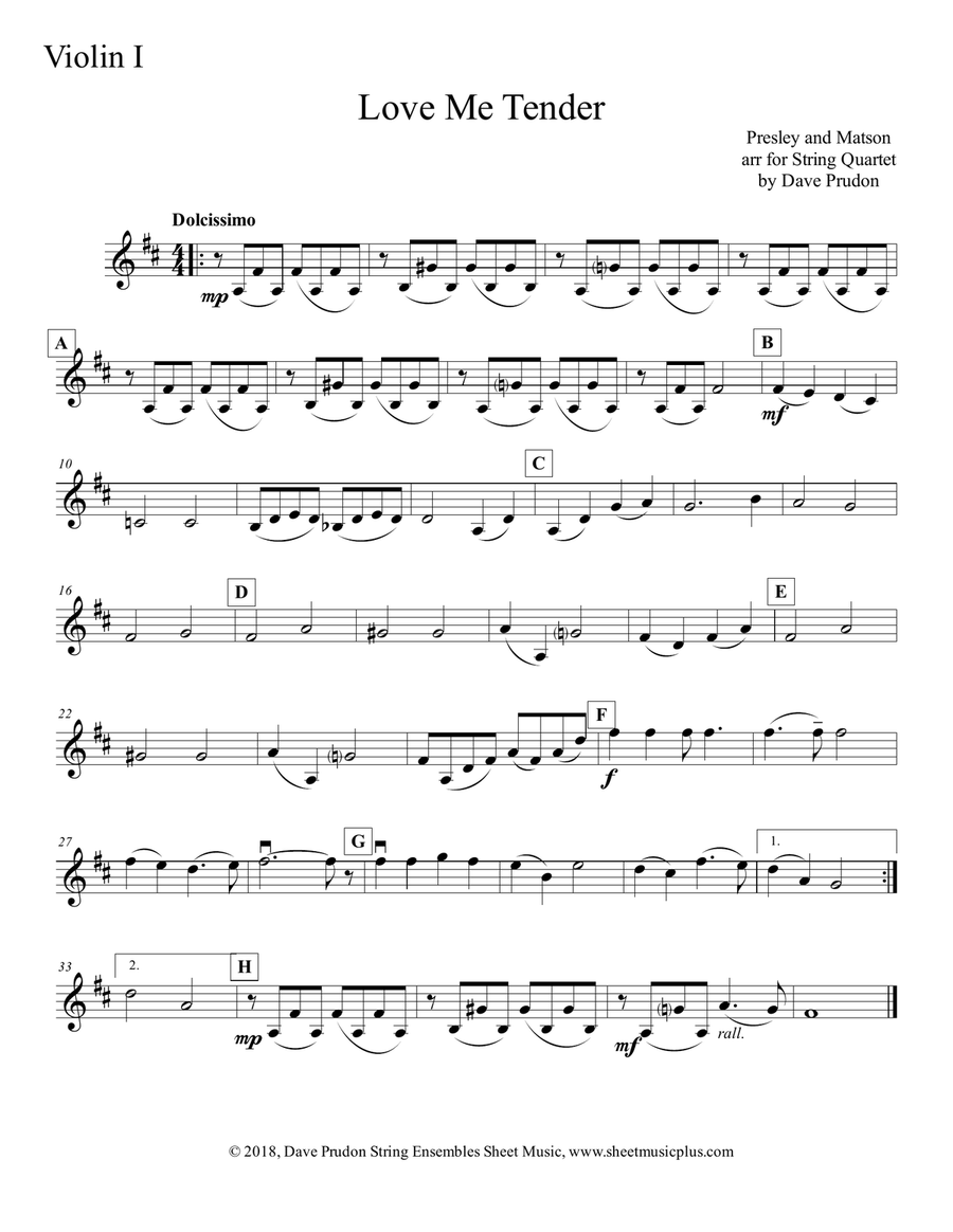 Love Me Tender String Quartet scores gallery preview page 4