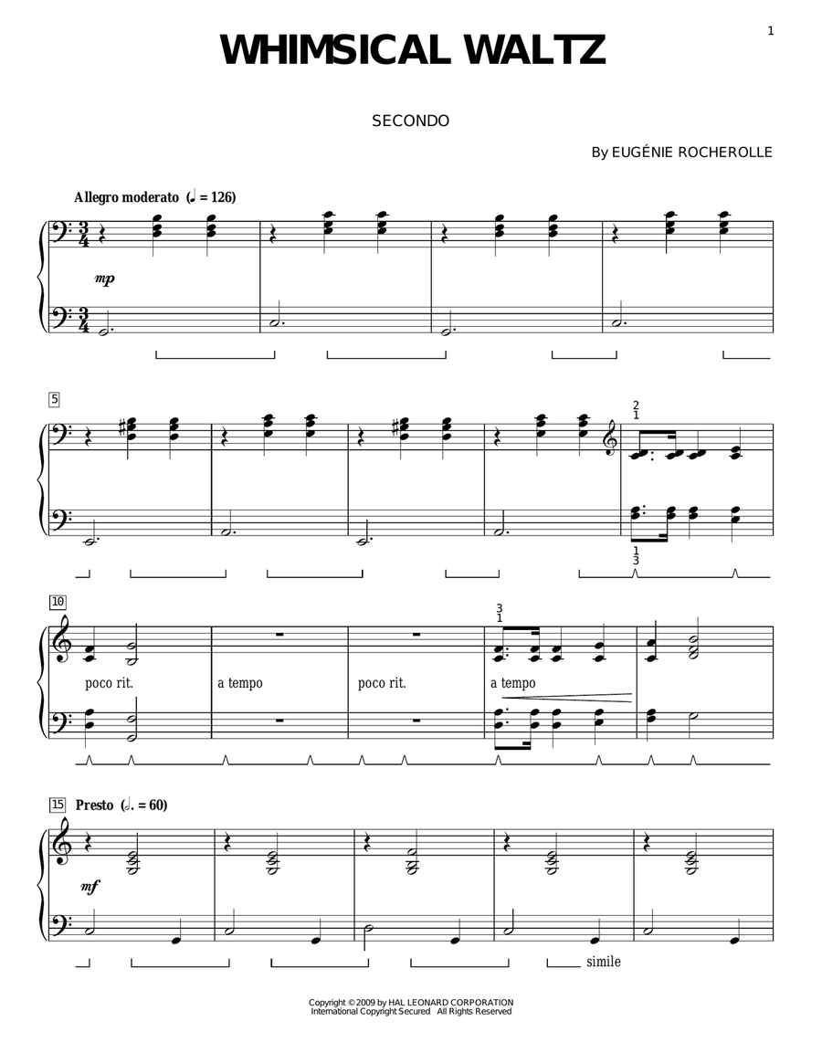 Whimsical Waltz Whimsical Waltz Piano Duet scores gallery preview page 1