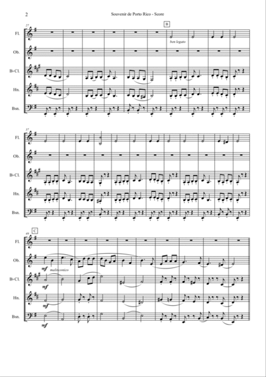 Souvenir de Porto Rico (Woodwind Quintet) Woodwind Quintet scores gallery preview page 2