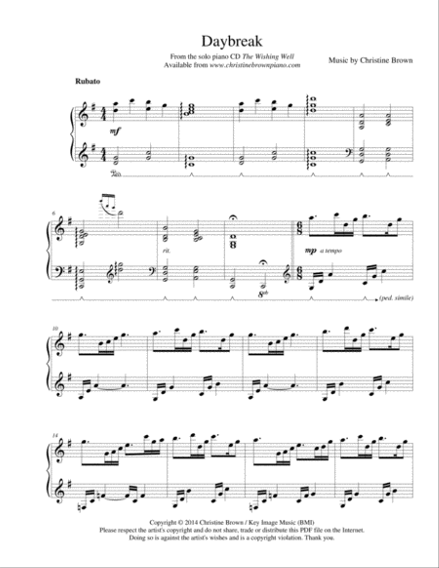 Daybreak Piano Solo scores gallery preview page 2