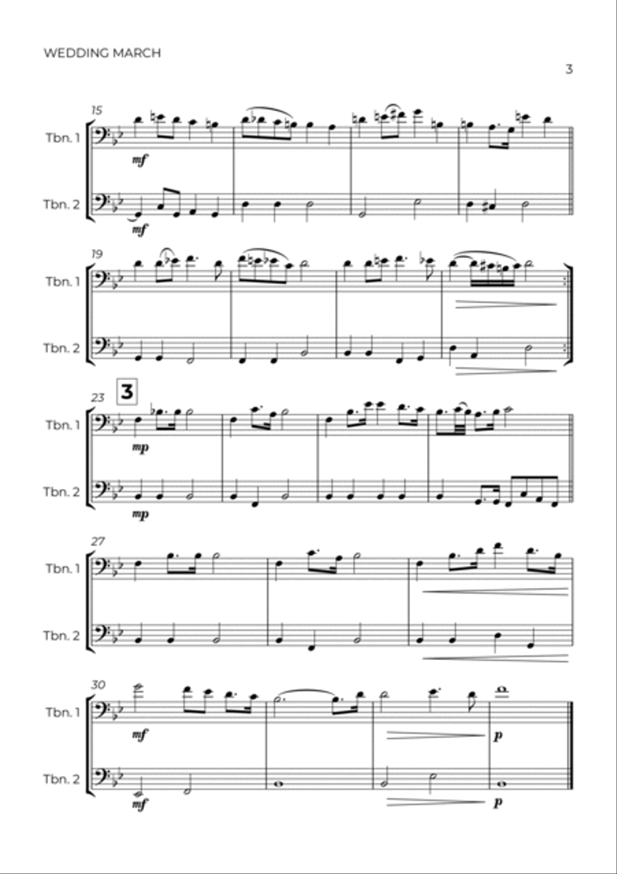 WEDDING MARCH - RICHARD WAGNER - TROMBONE DUET Trombone Duet scores gallery preview page 3
