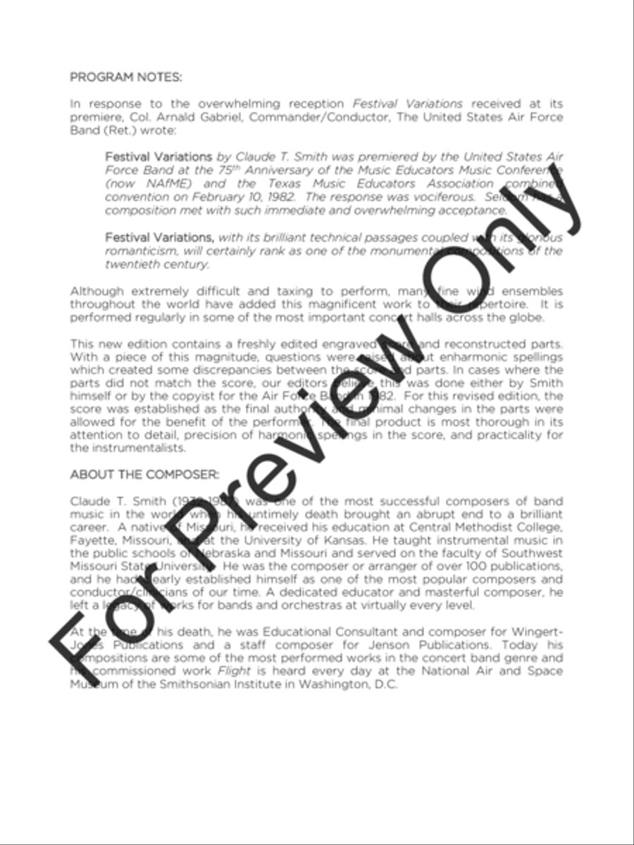 Festival Variations (Score) Concert Band scores gallery preview page 3