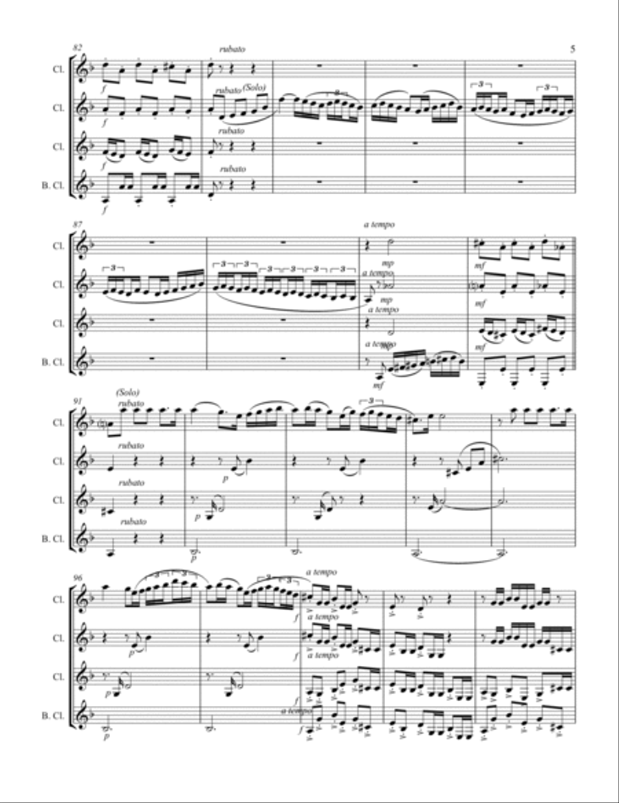 Albéniz - “Sevilla” from Suite Española (for Clarinet Quartet) Clarinet Quartet scores gallery preview page 6
