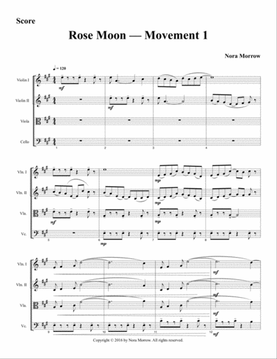 Rose Moon Rose Moon String Quartet scores gallery preview page 1