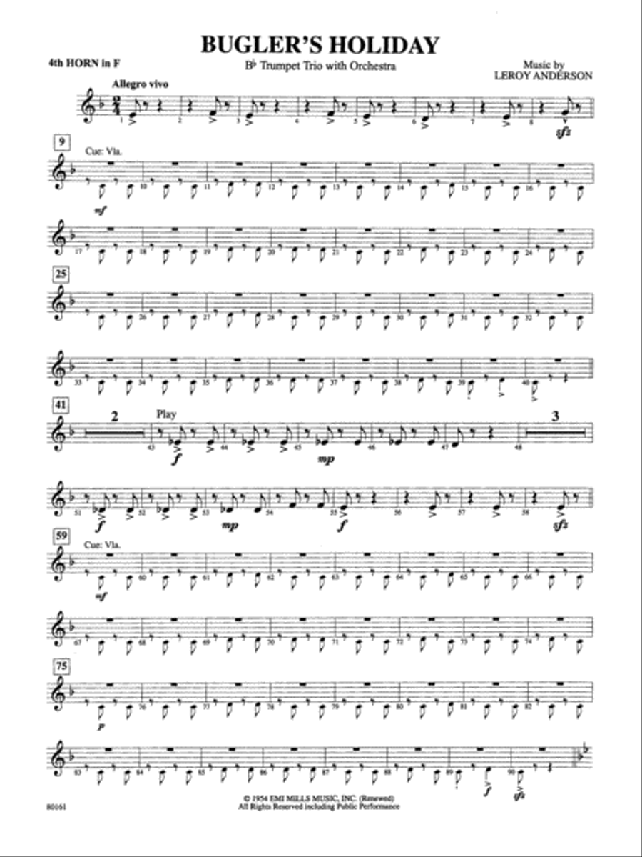 Bugler's Holiday: 4th F Horn Full Orchestra scores gallery preview page 1